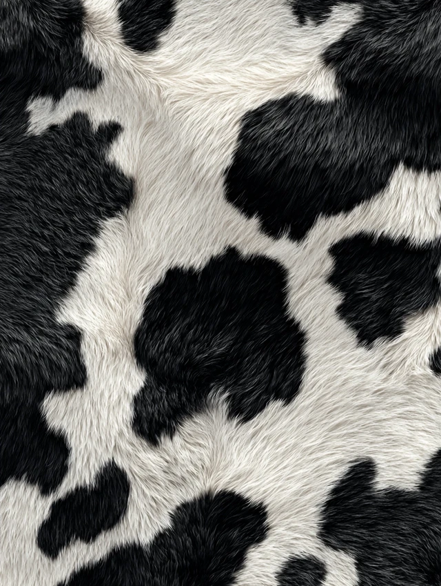 Cowhide Texture Black and White Holstein Spots 8K