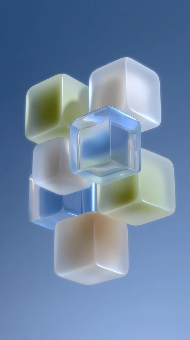 Abstract Geometric Shapes Pastel Blue Cream 3D Design