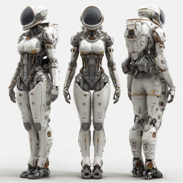 3D Rendering of Mechanical Armor Female