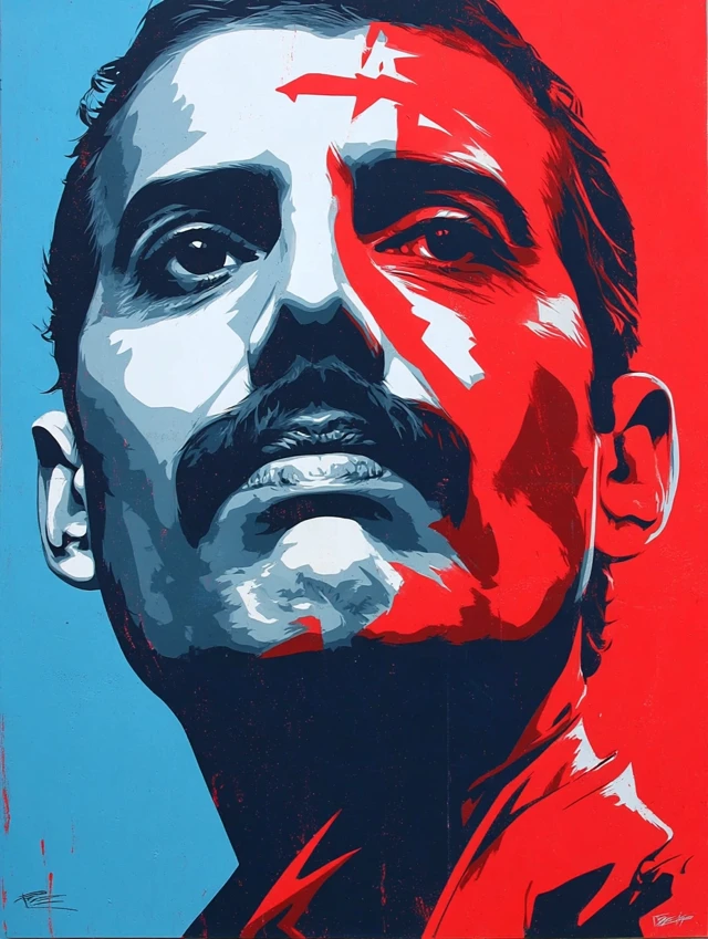 Freddy Mercury Portrait Art by Shepard Fairey