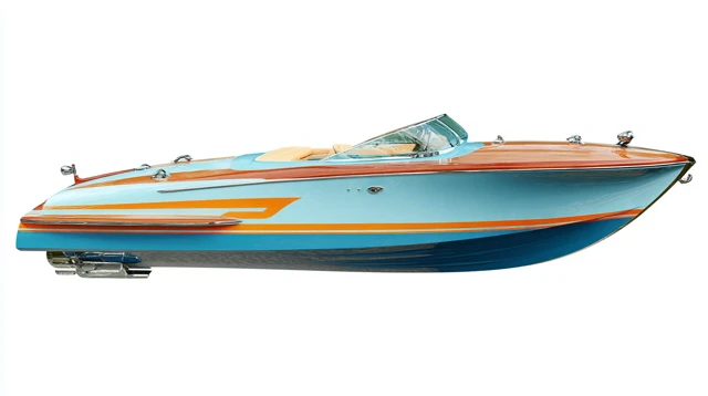Luxury Speedboat Baby Blue Wood Racing Stripes
