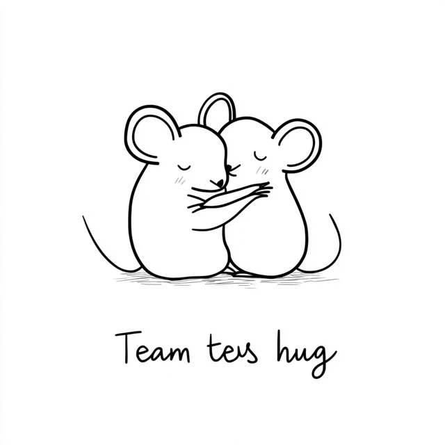Cute Mice Team Hug Doodle Illustration
