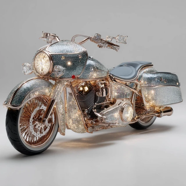 Luxury Diamond Harley Davidson Motorcycle Art