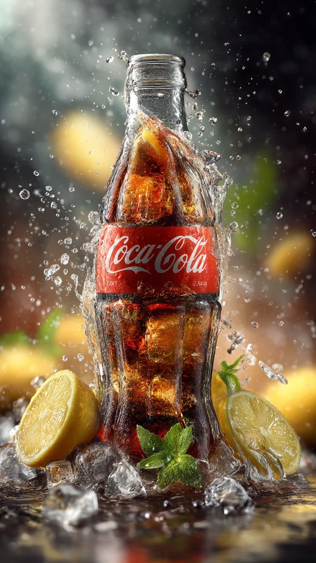 Coca Cola Refreshing Drink with Ice and Lemon Summer Vibes