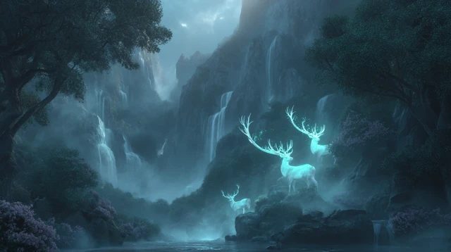Enchanted Valley Spirit Deer Waterfall