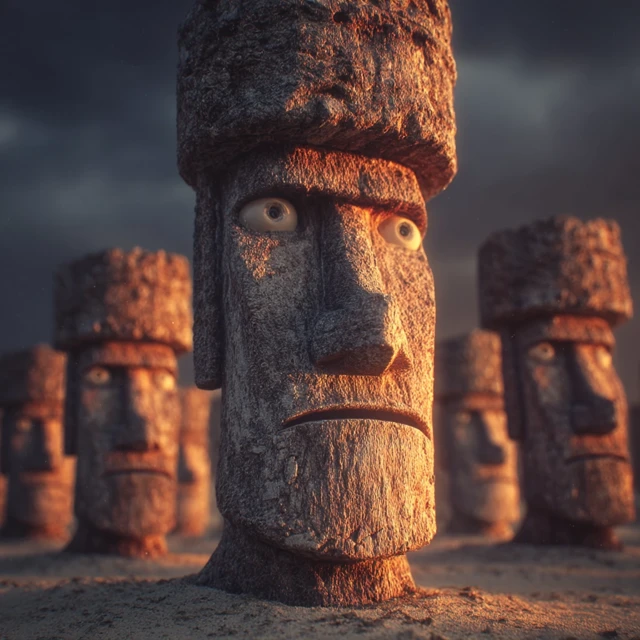 Easter Island Statues Terrorific Scene
