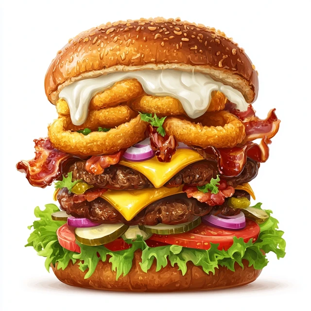 Gourmet Hamburger Illustration Delicious and Rich