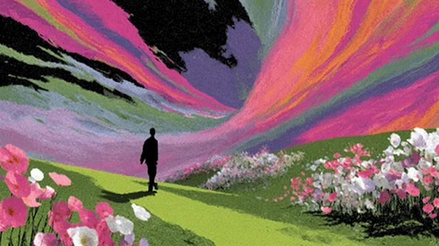 Surreal LSD Trip Art Colorful Gradients and Flowers