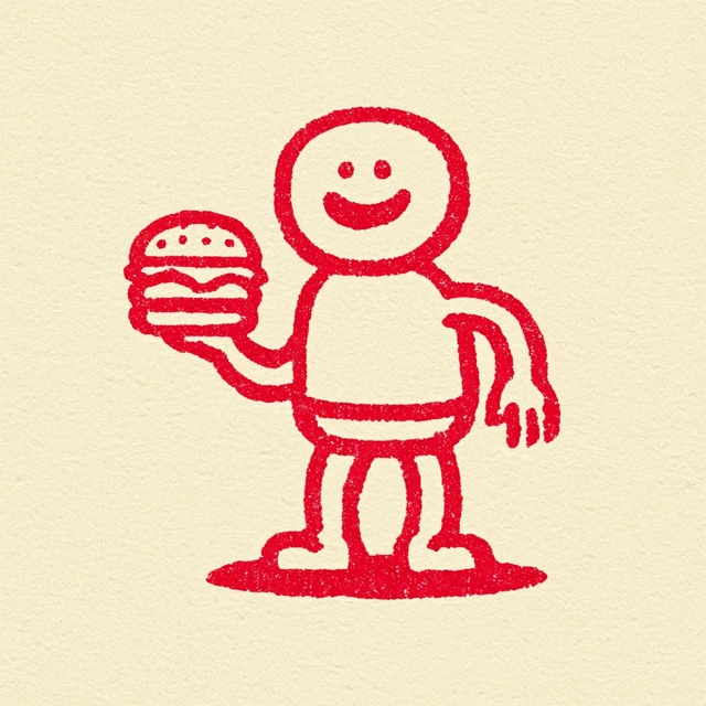 Vintage Cartoon Mascot with Burger Retro Design