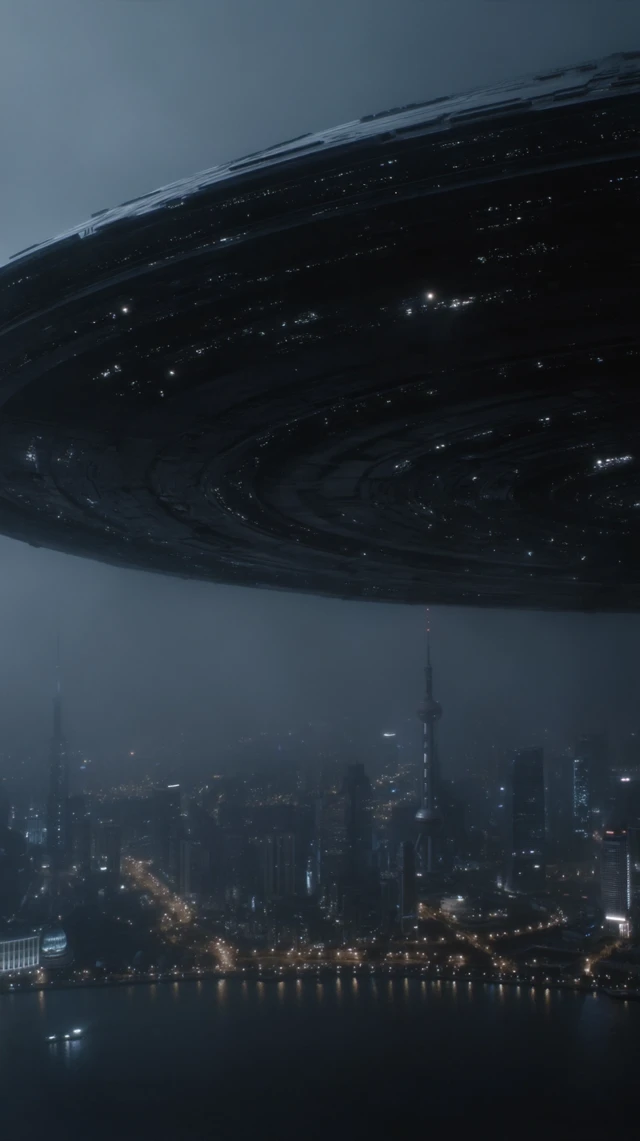 Shanghai Bund Alien Invasion Cinematic Shot