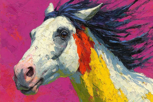 Abstract Horse Running Oil Painting