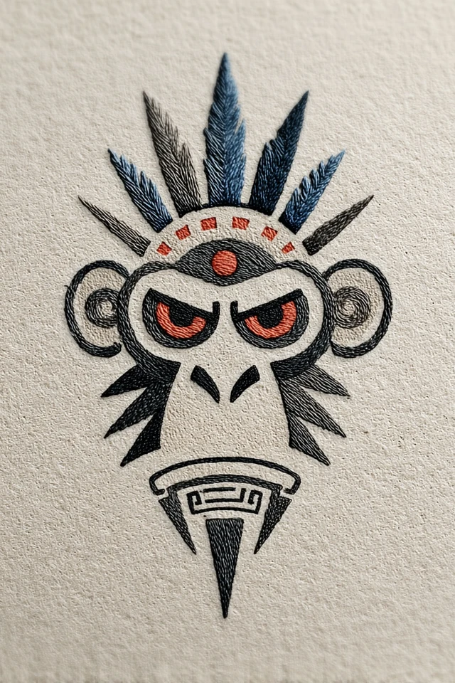 Embroidery Desert Monkey Dude Art Design