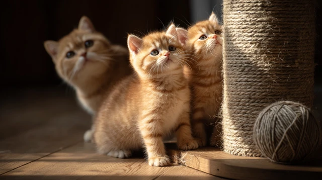 Golden British Shorthair Kittens Playing