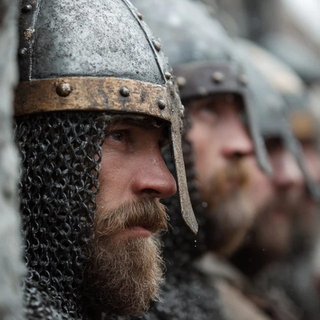 Medieval Soldiers in Shield Wall