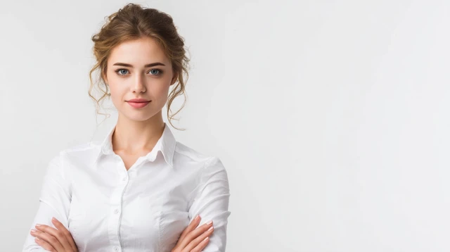 Confident Businesswoman Portrait White Background