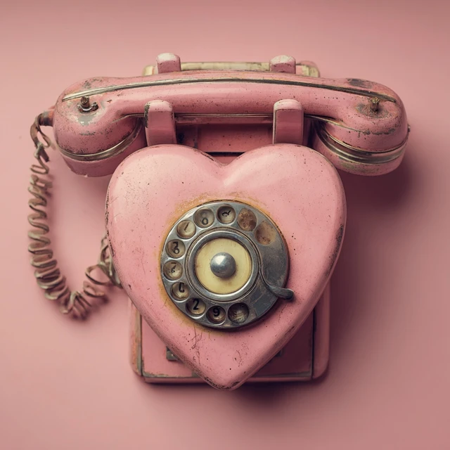 Vintage Heart Shaped Phone Retro Pink Love