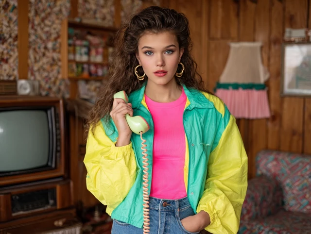 80s Retro Fashion Young Woman Vintage Photo