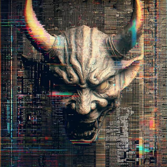 Satanic Oni Glitch 3D Art