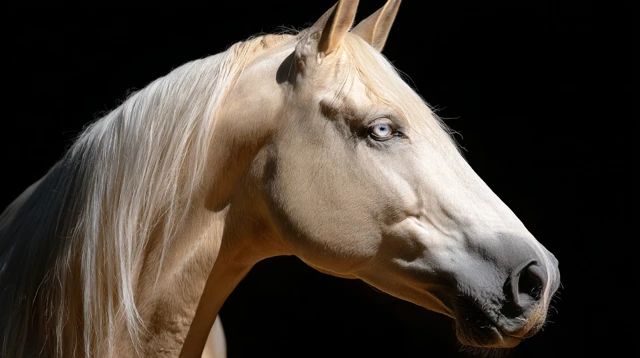 Cremello Quarter Horse with Blue Eye