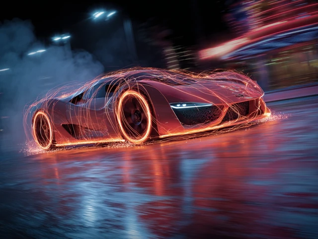 Fast Sports Car Light Painting Artwork