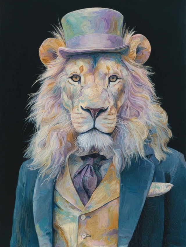 Majestic Lion Portrait Van Gogh Style Art