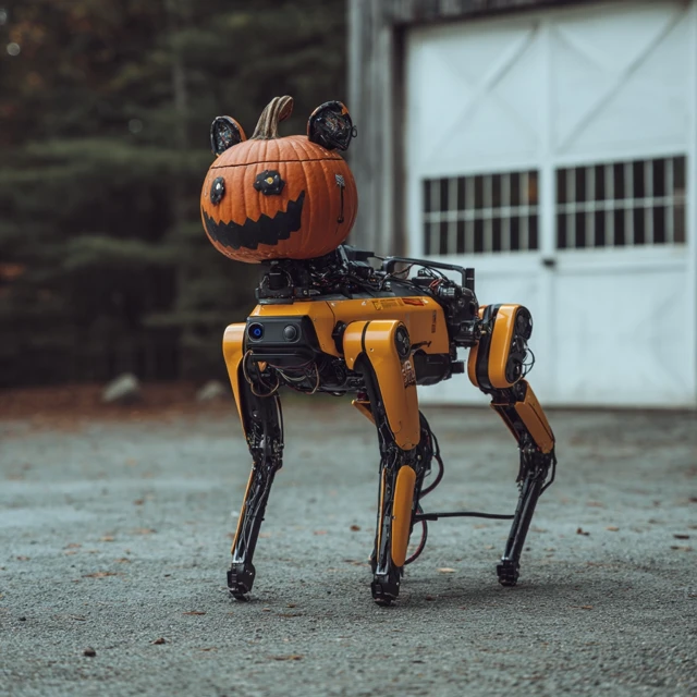 Boston Dynamics Robot Dog Halloween Jack O Lantern