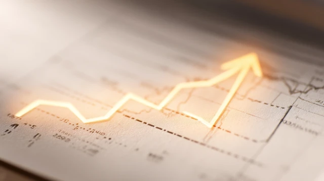 Financial Chart Showing Rising Yields Closeup