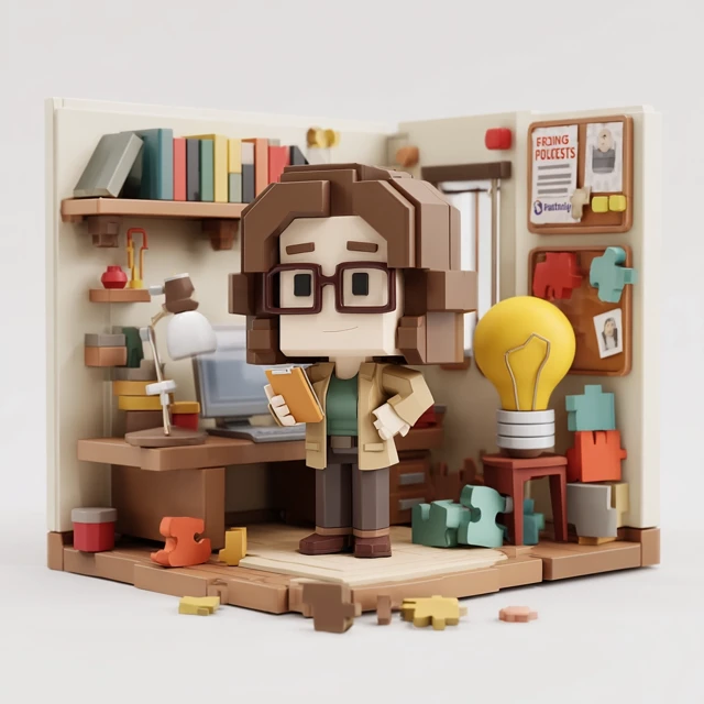 Low Poly Woman in Home Office Analytical and Creative