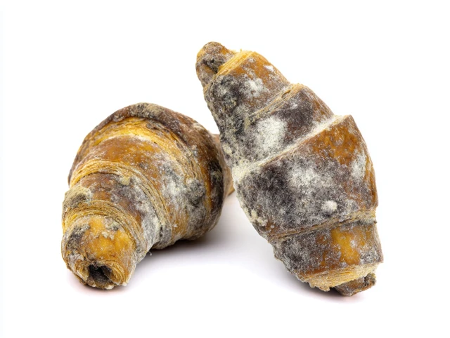 Moldy Croissants on White Background Photography