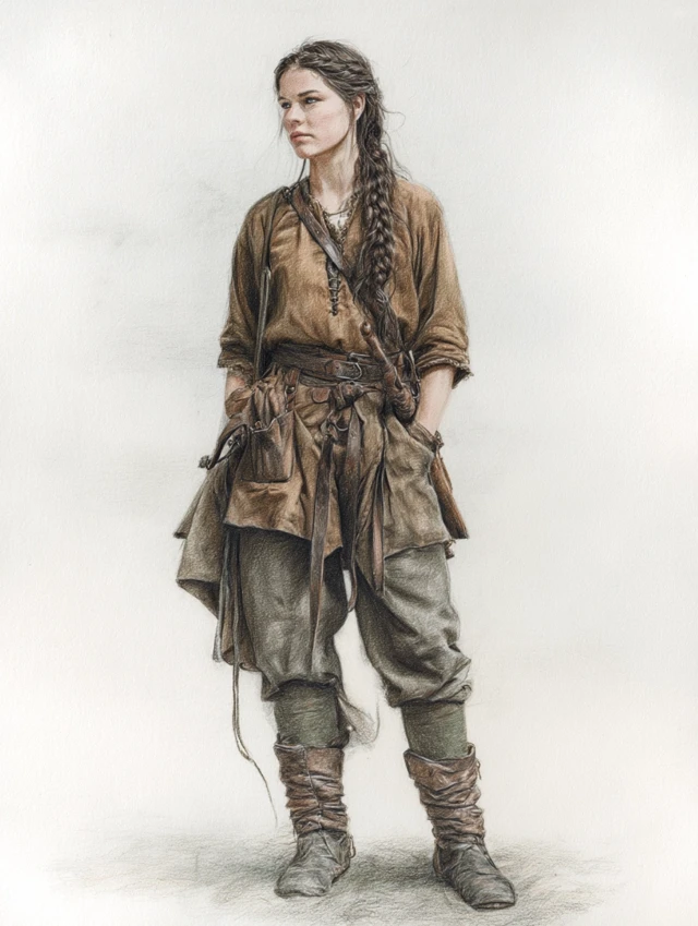Anglo Saxon Woman Watercolor Illustration