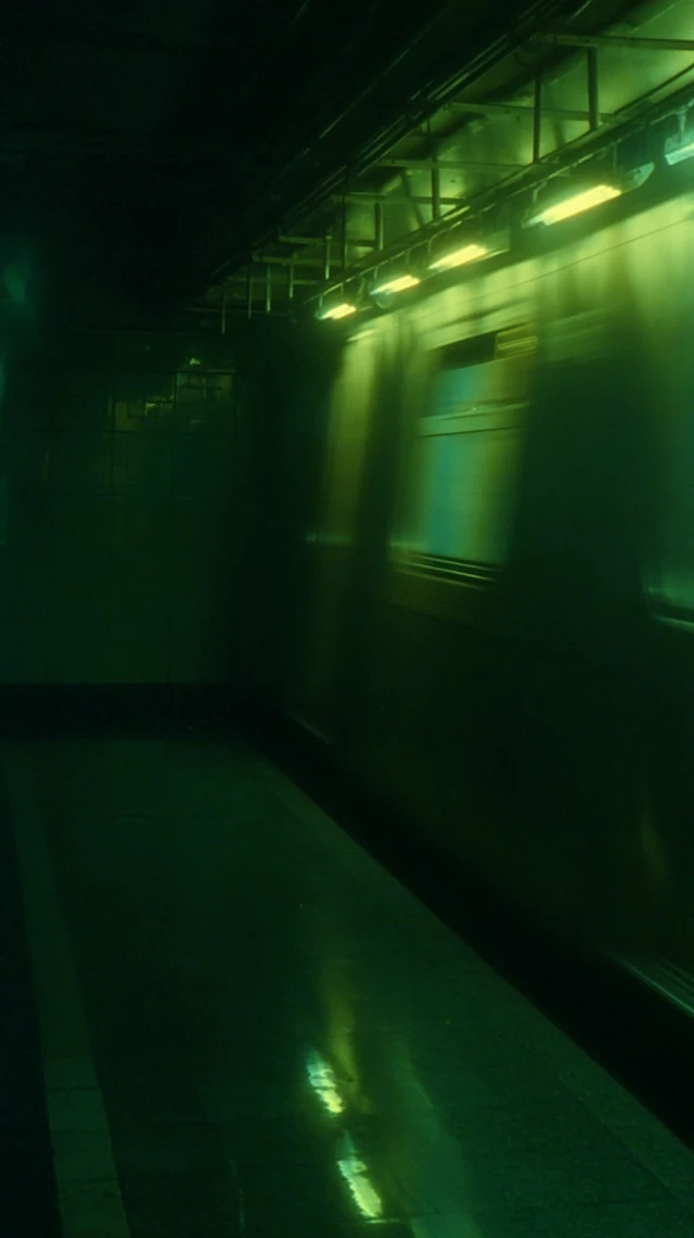 Subway Scene with Motion Blur Cinestill Style