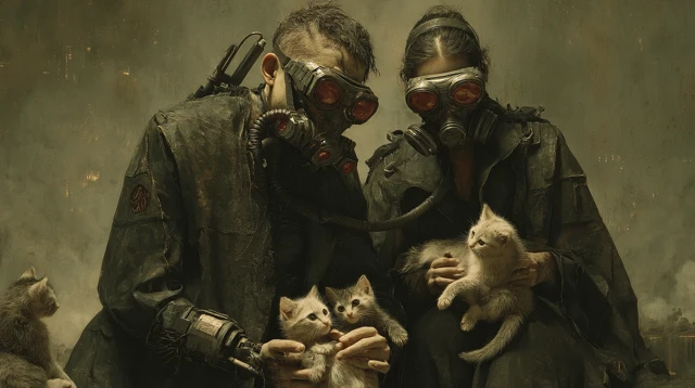 Apocalyptic Heroes Rescue Kittens Photo Realistic