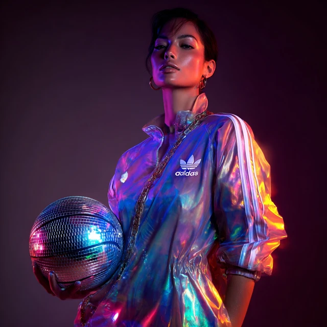 Supermodel in Adidas Tracksuit Disco Ball