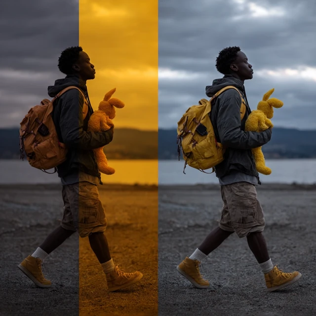 African American Man Traveling the World with a Toy