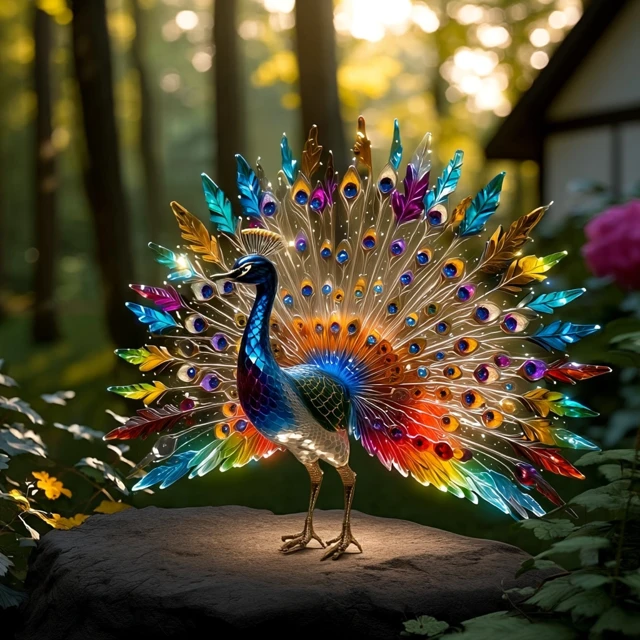 Photorealistic Peacock Displaying Colorful Feathers