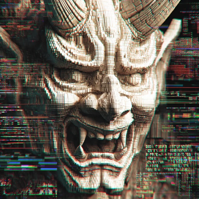 Satanic Oni Glitch 3D Art