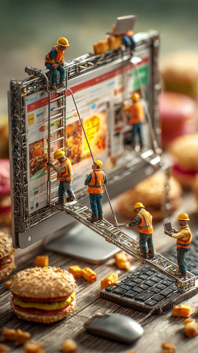 Website Construction Miniature Workers at Work