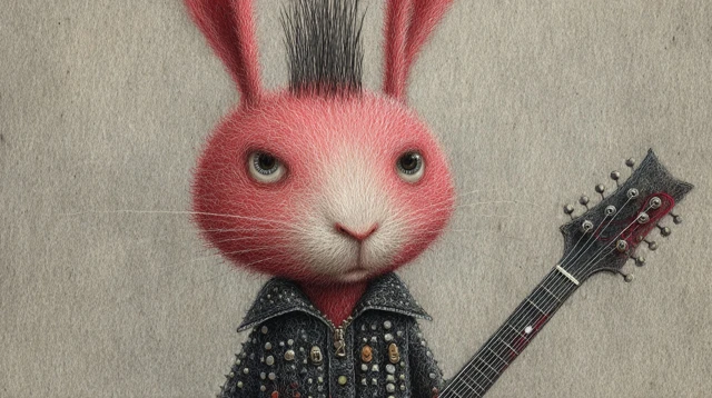 Punk Bunny with Spiked Jacket Cool Illustration
