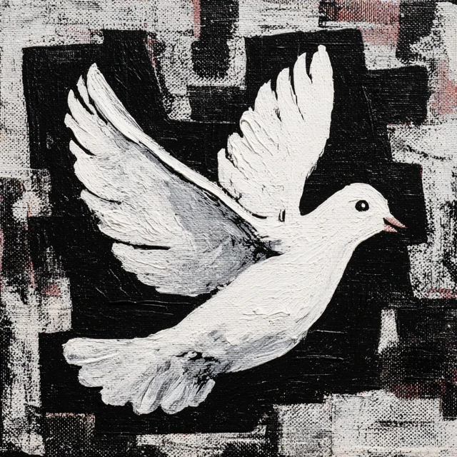 Joyful Dove Acrylic Painting Monochrome Art