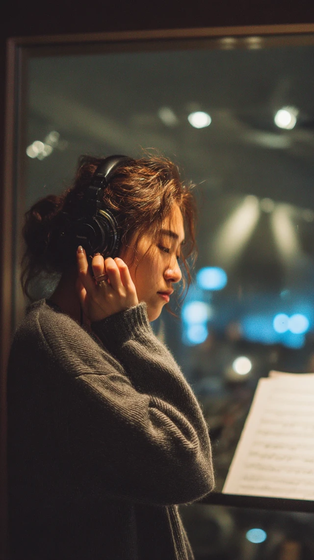 Korean Singer Recording Session In Studio