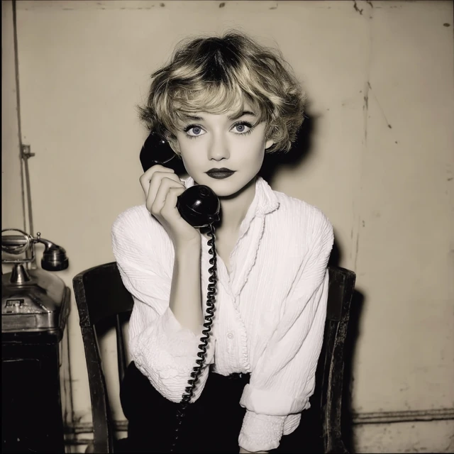 Retro Portrait of a Woman on the Phone