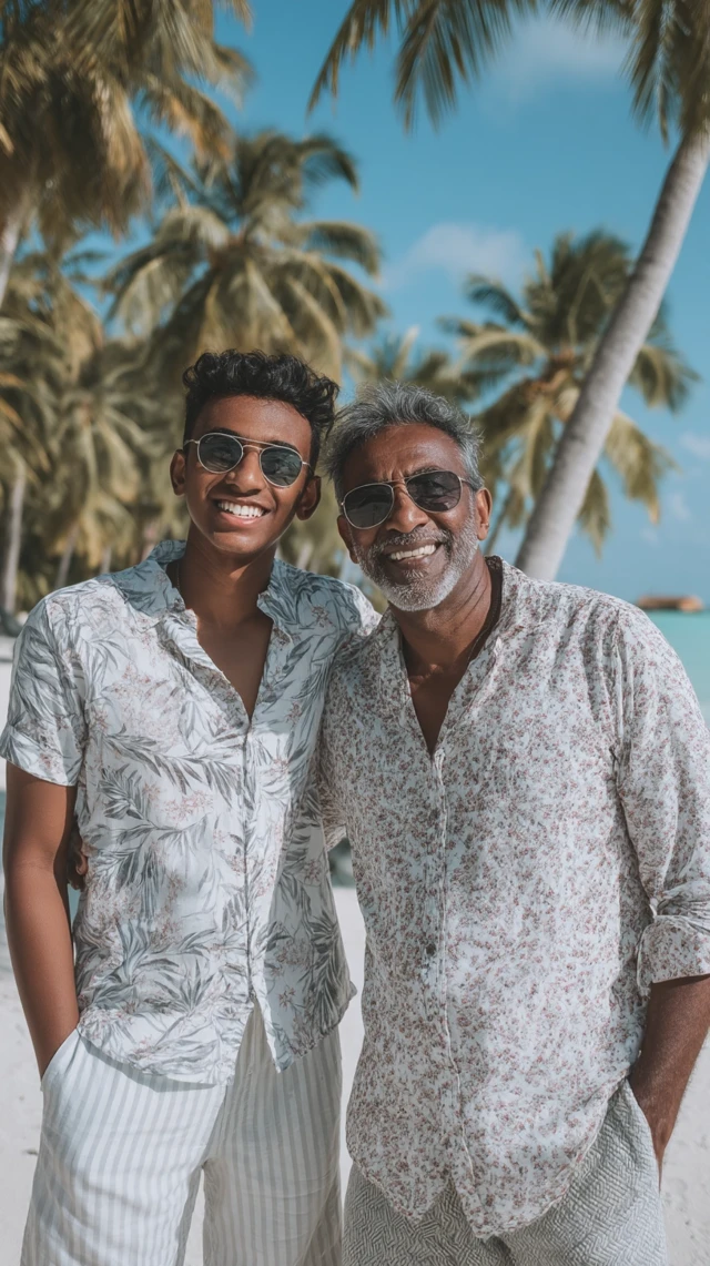 Father and Son Beach Photo Maldives