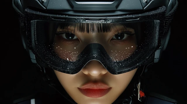 Korean Girl in Tactical Gear Portrait Close Up