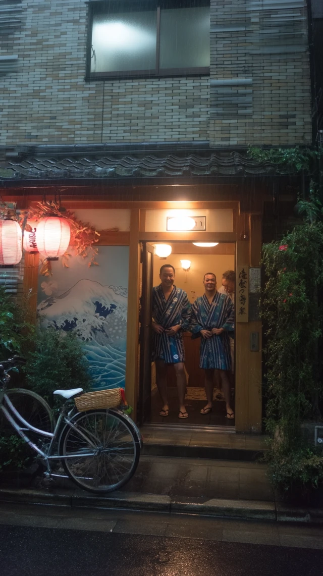 Japanese Sento Bathhouse at Blue Hour