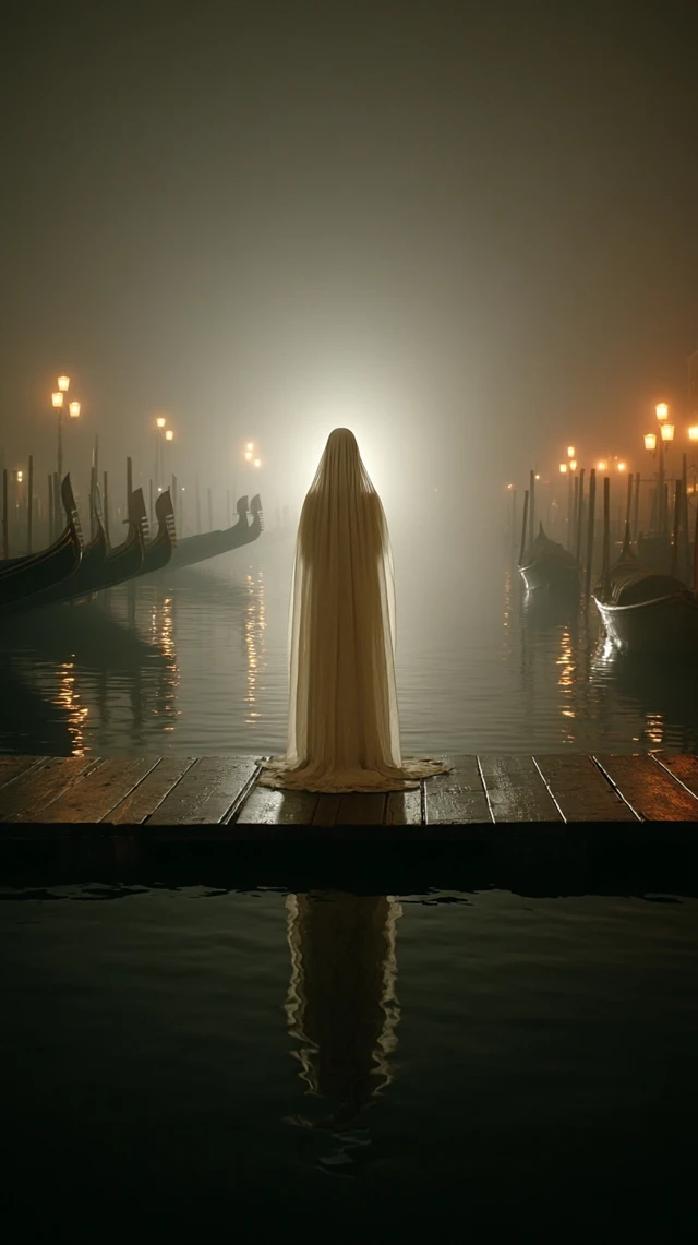 Ghostly Figure Venice Night Scene