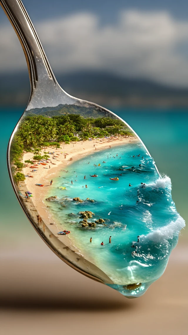 Magical Spoon Beach Tropical Scene with Dreamy Atmosphere