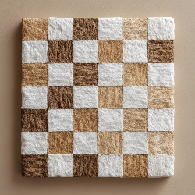 Oat and Milk Checkered Board Texture Studio Shot