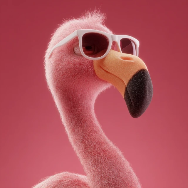 3D Flamingo Character Wearing Sunglasses