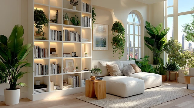 Elegant Living Room Bookshelf Design