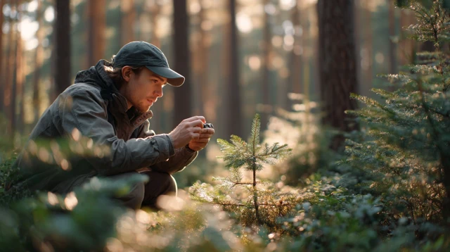 Forester Checking Trees in Forest High Resolution